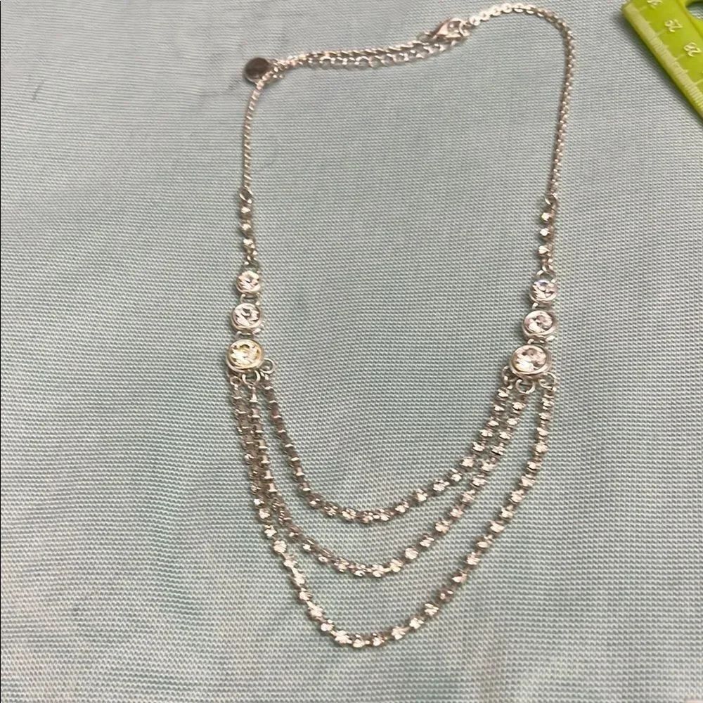 Silver Multi-Strand Necklace with Floral Accents